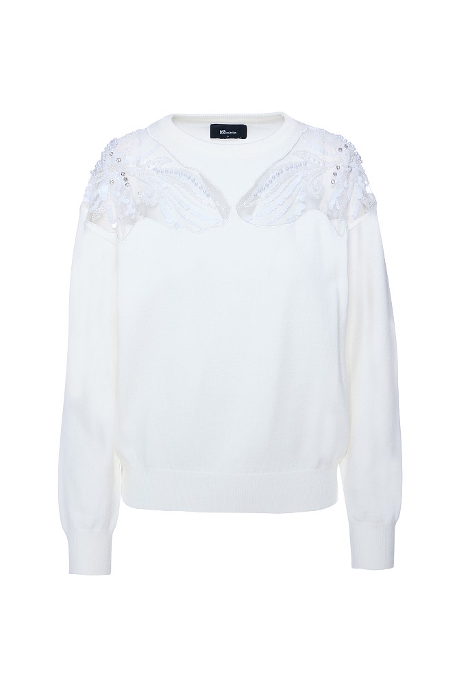 Sweater with motive and beads