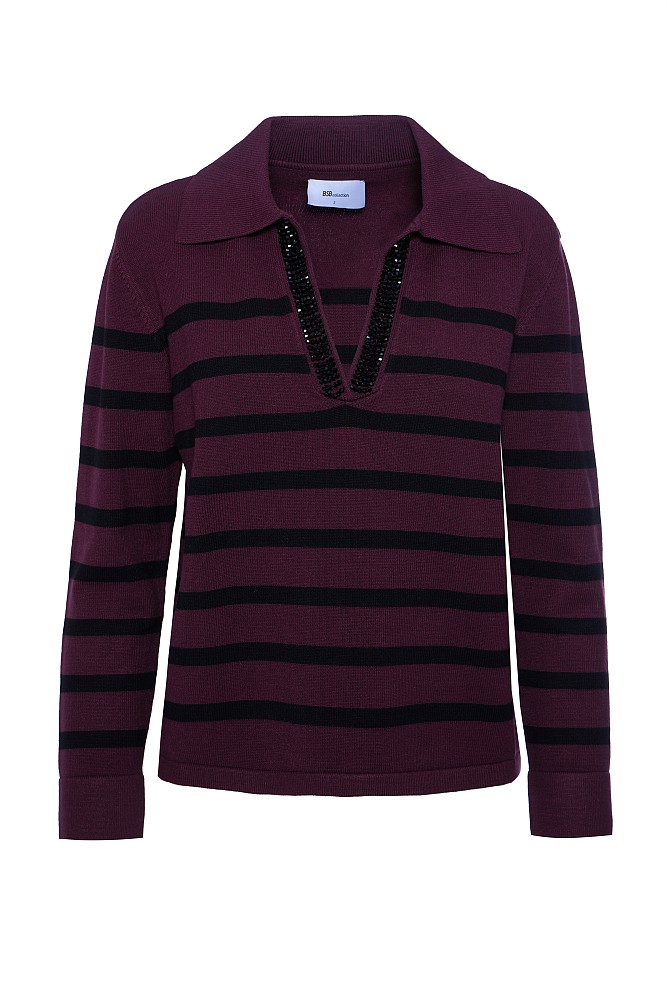 V neck ριγέ πουλόβερ