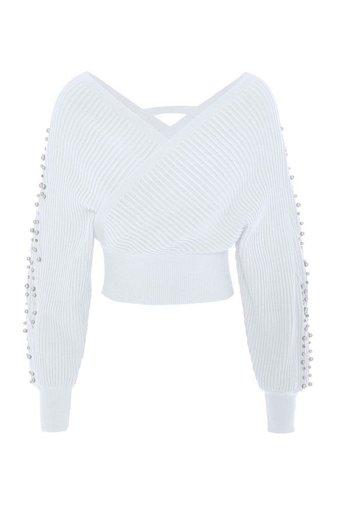Wrap sweater with beads