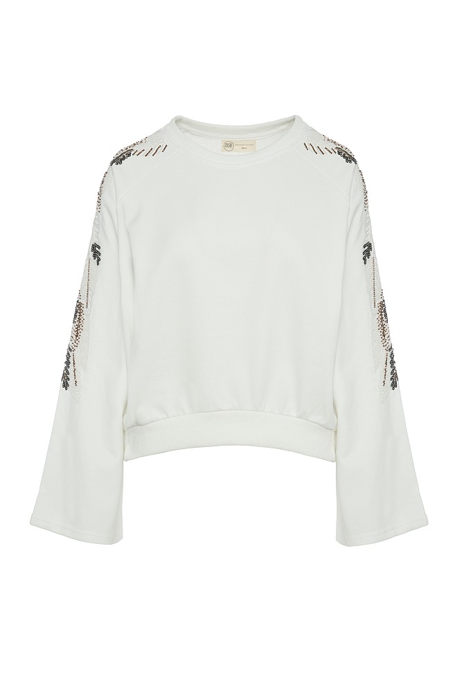 Sweatshirt with embroidered sleeves