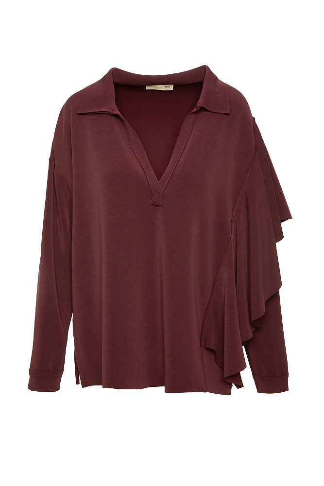 Μπλούζα V-neck με βολάν