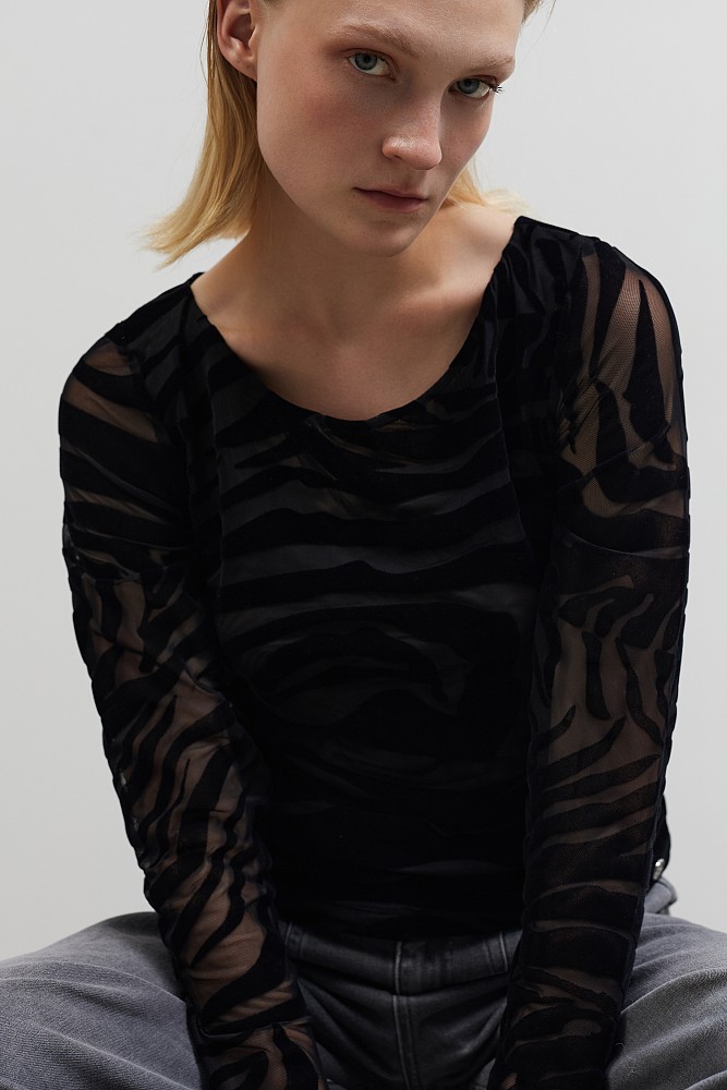 Semi sheer zebra top