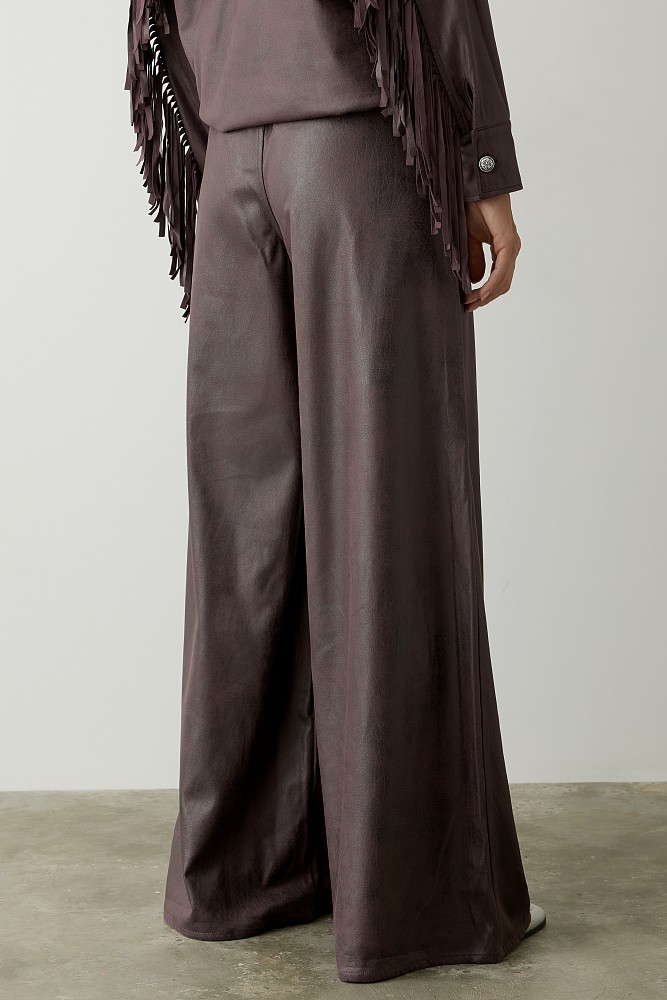 Leather look flared pants
