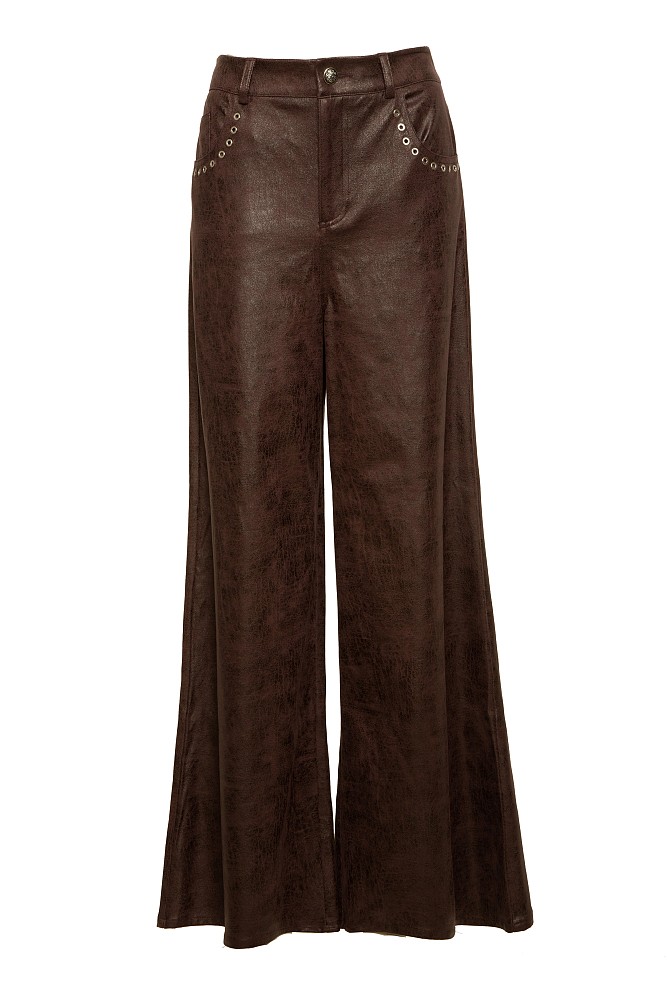 Leather look flared pants