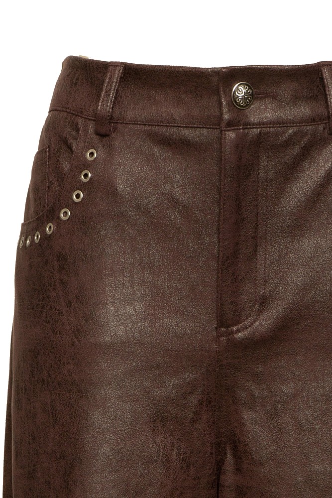 Leather look flared pants