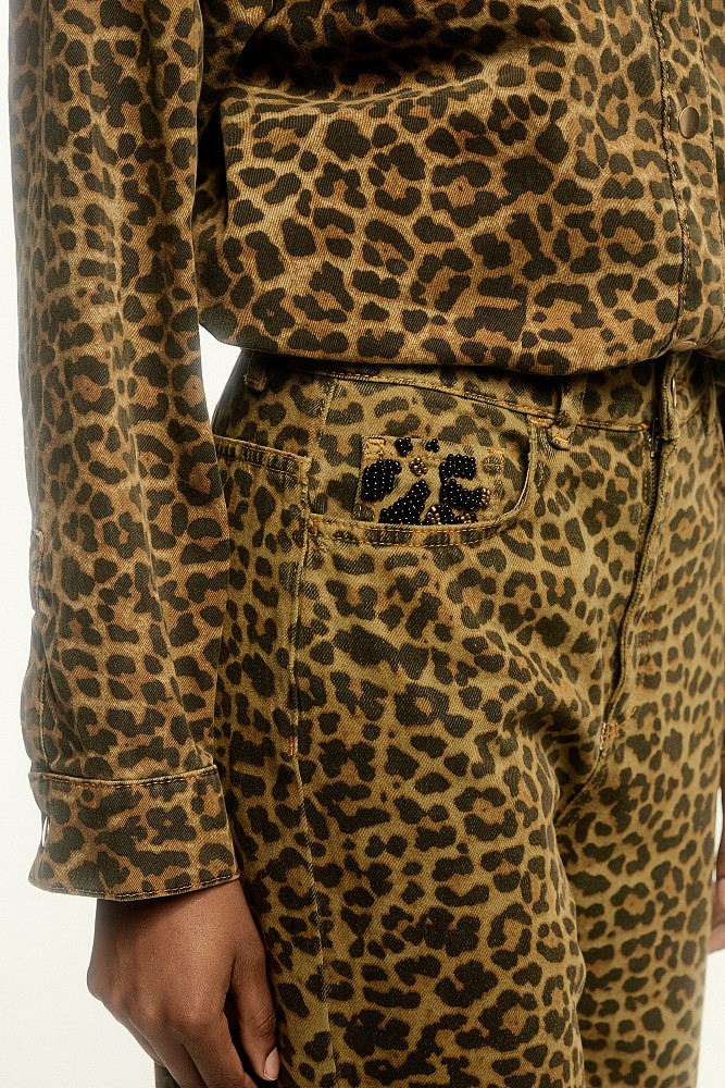 Erika wide-leg animal print jeans