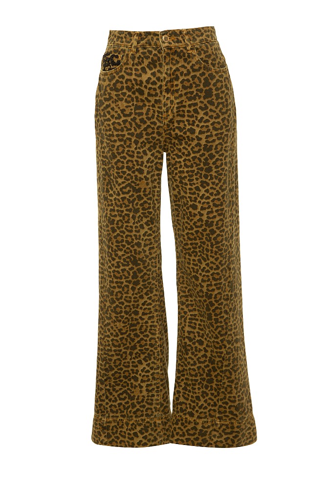 Erika wide-leg animal print jeans