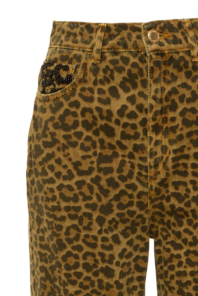 Erika wide-leg animal print jeans