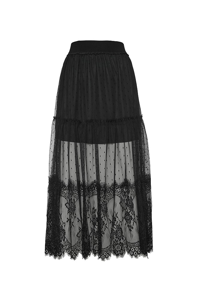 Maxi skirt with tulle and lace