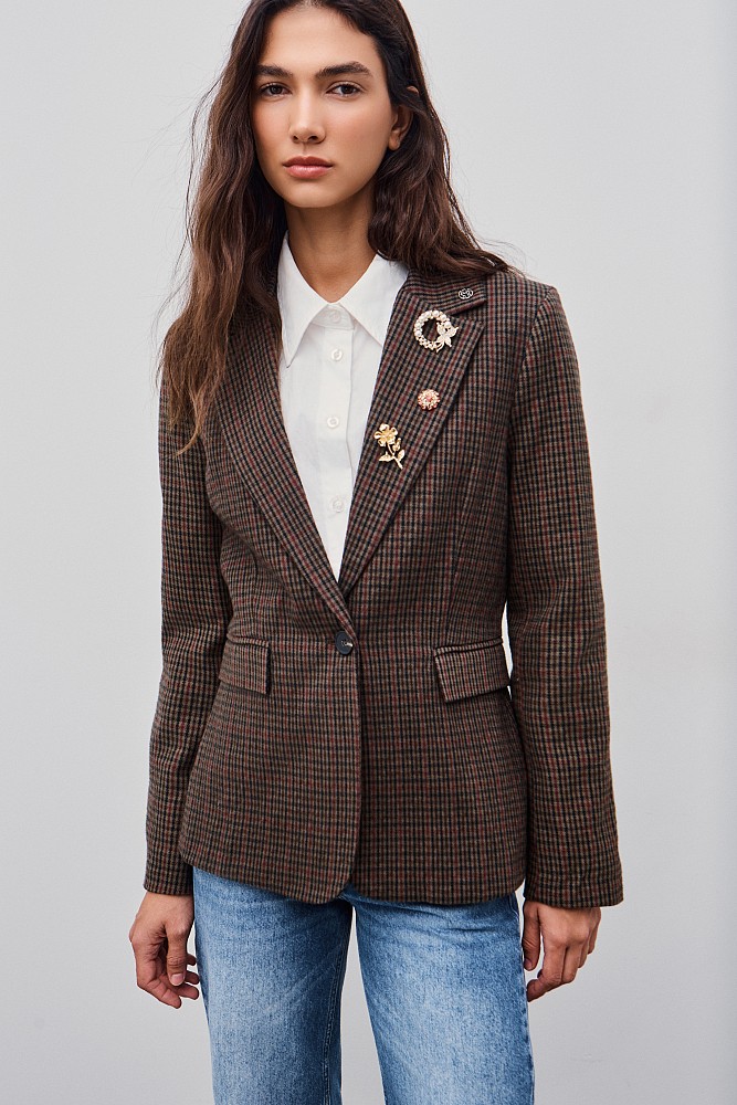 Americana a cuadros broches joya