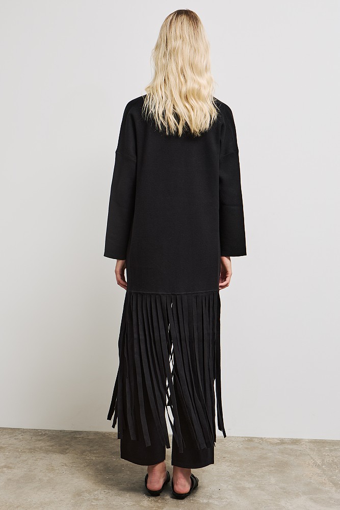Knit cardigan with fringes