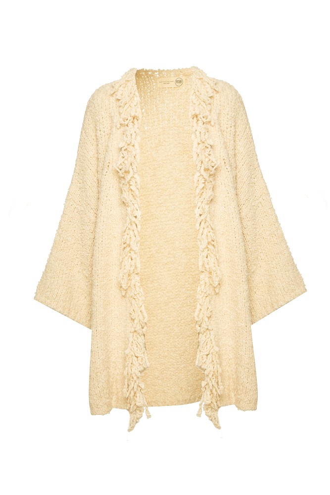 Boucle fringed cardigan