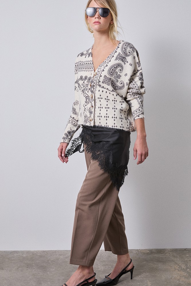 Printed knitted cardigan