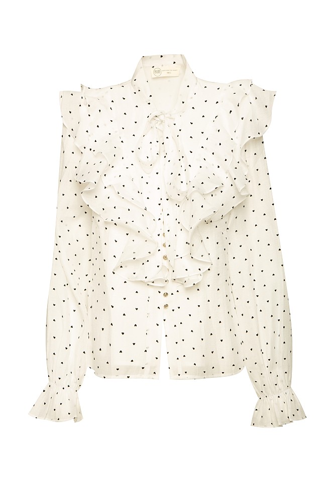 Polka dot shirt with ruffles