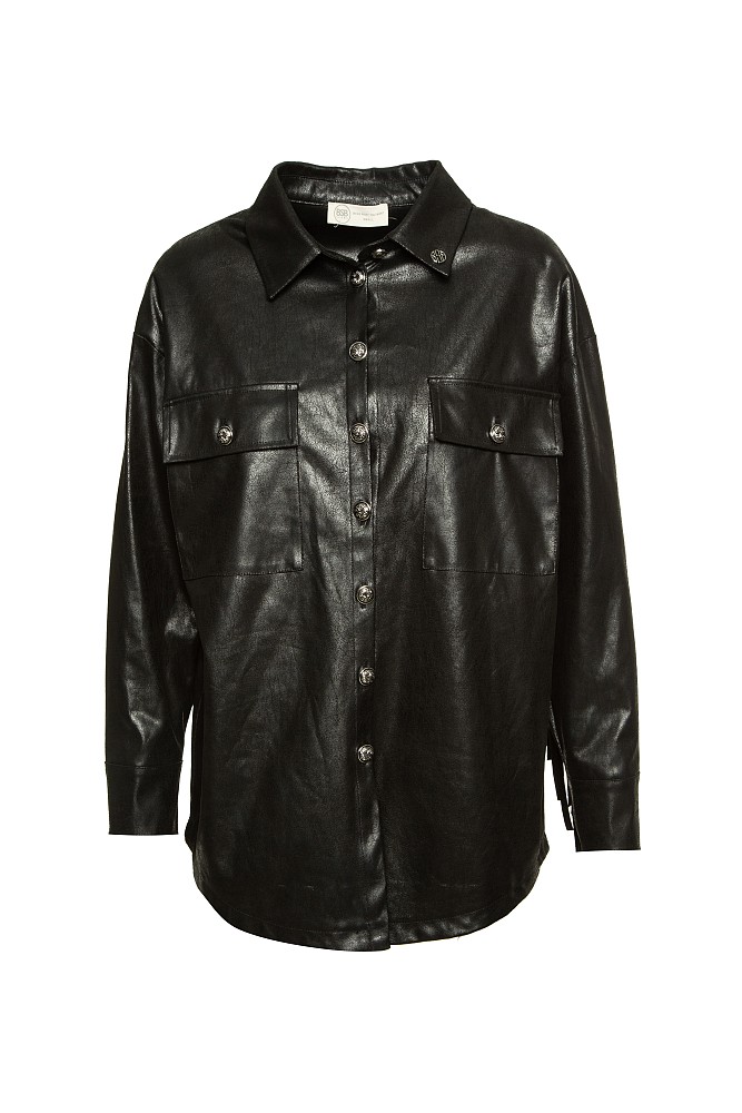 Leather look fringed shirt
