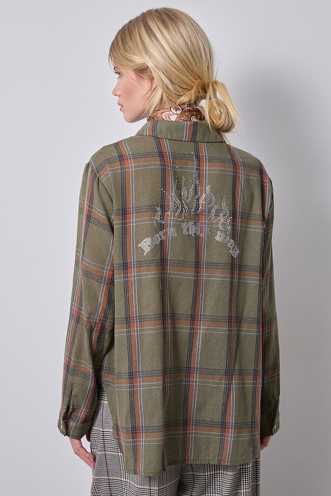 Checkered shirt with print