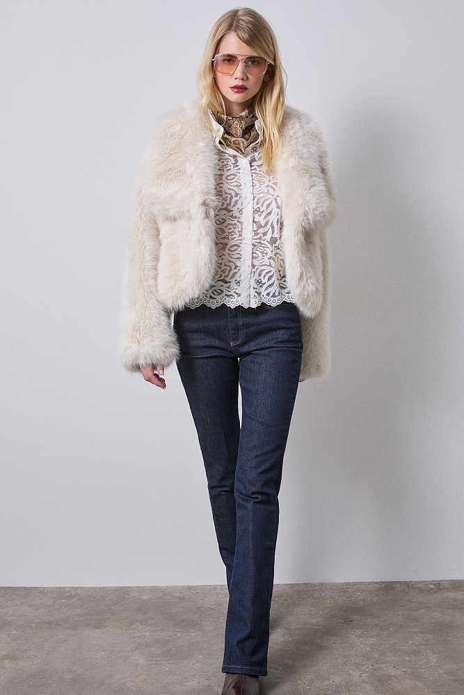 Semi sheer shirt with lace