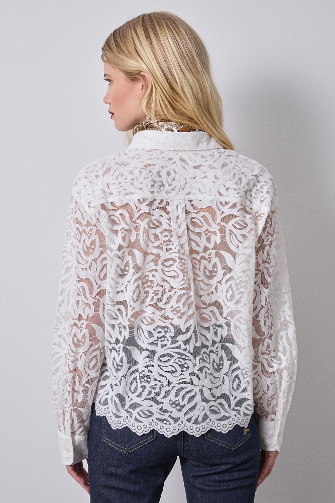 Semi sheer shirt with lace