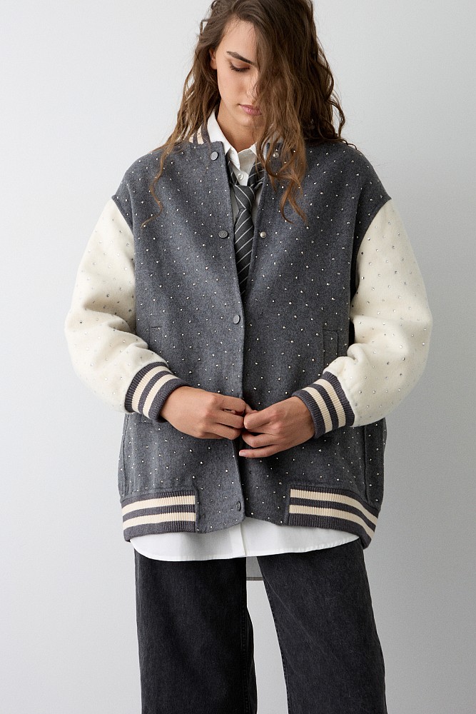 Jacket with rhinestones