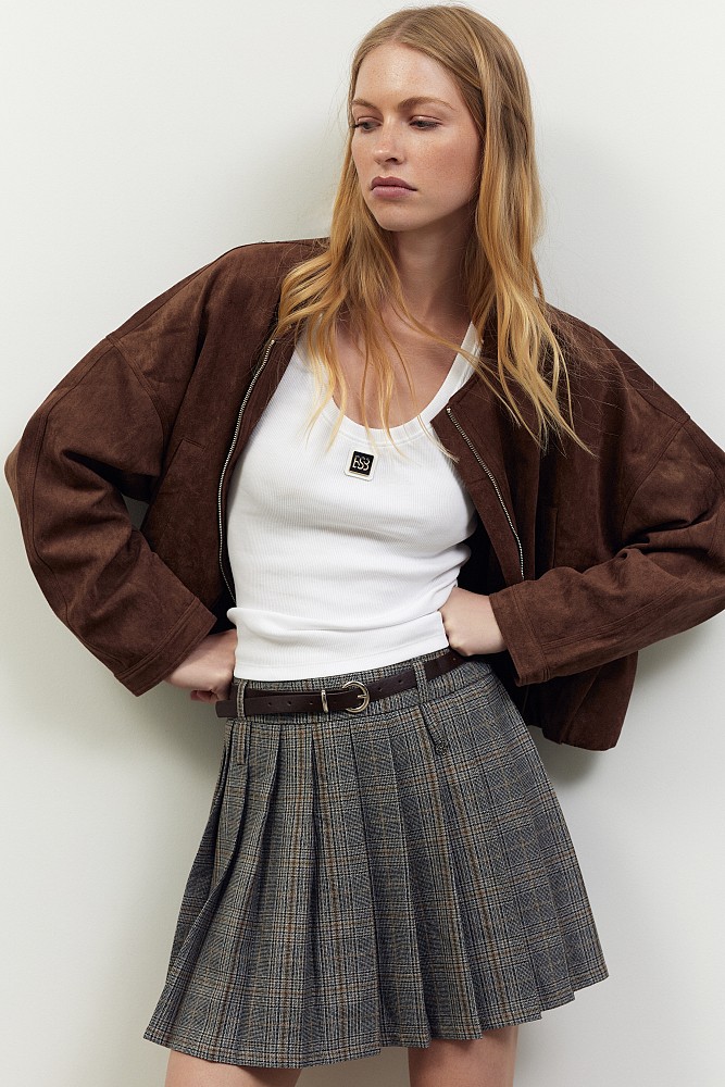 Bomber τζάκετ με όψη suede