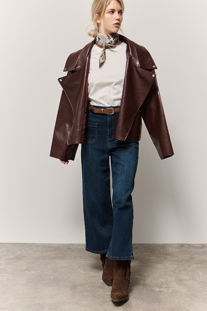 Chaqueta oversize efecto piel