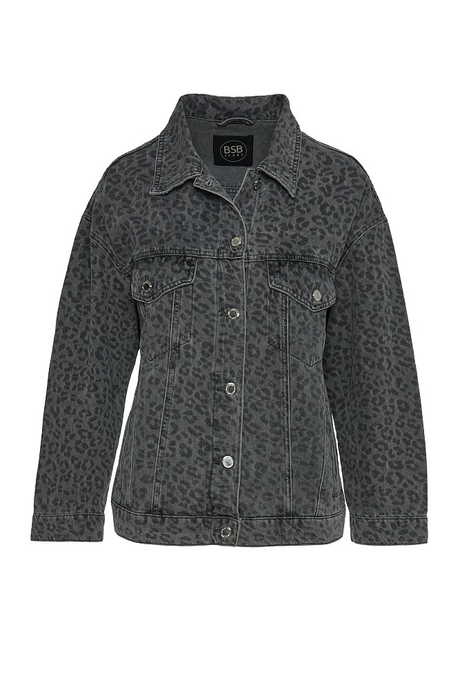 Leopard denim τζάκετ