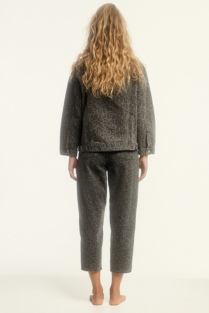 Leopard denim τζάκετ