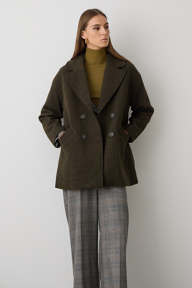 Shortline herringbone coat