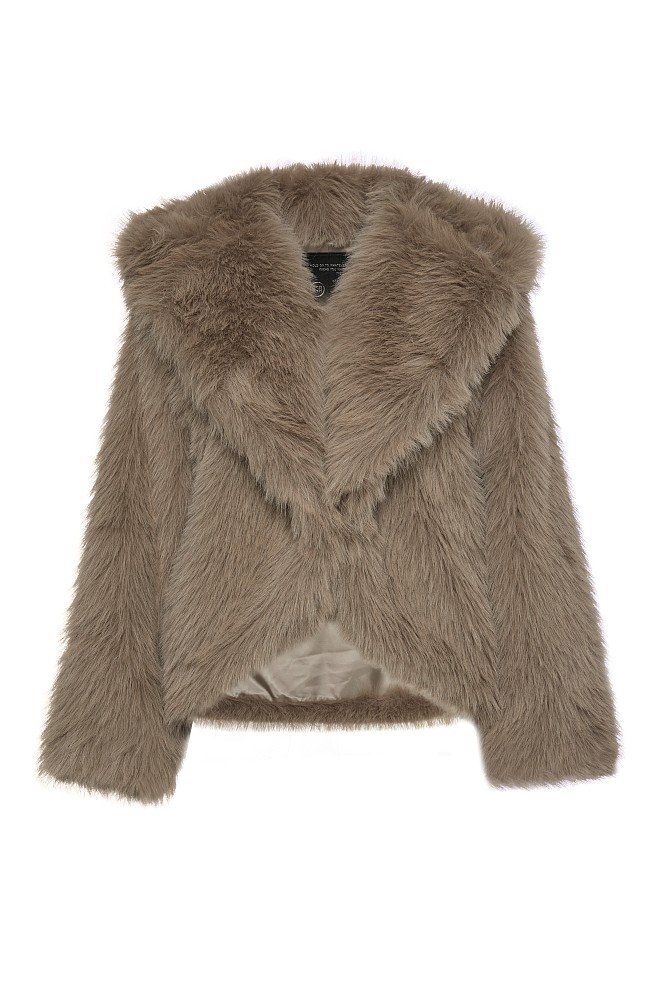 Shortline faux fur hooded coat