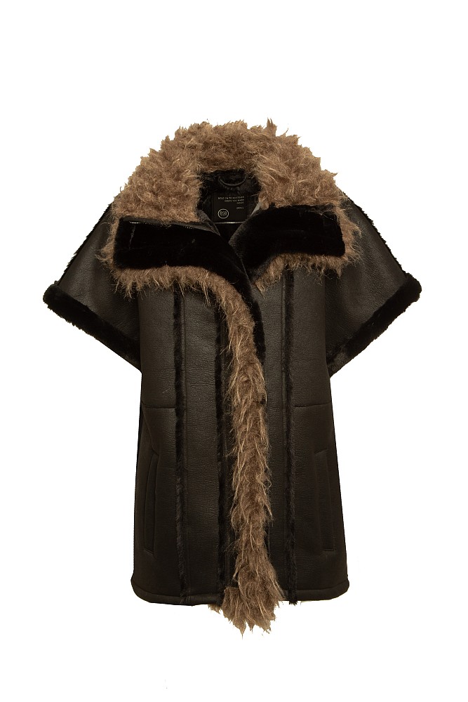 Leather look vest with fur