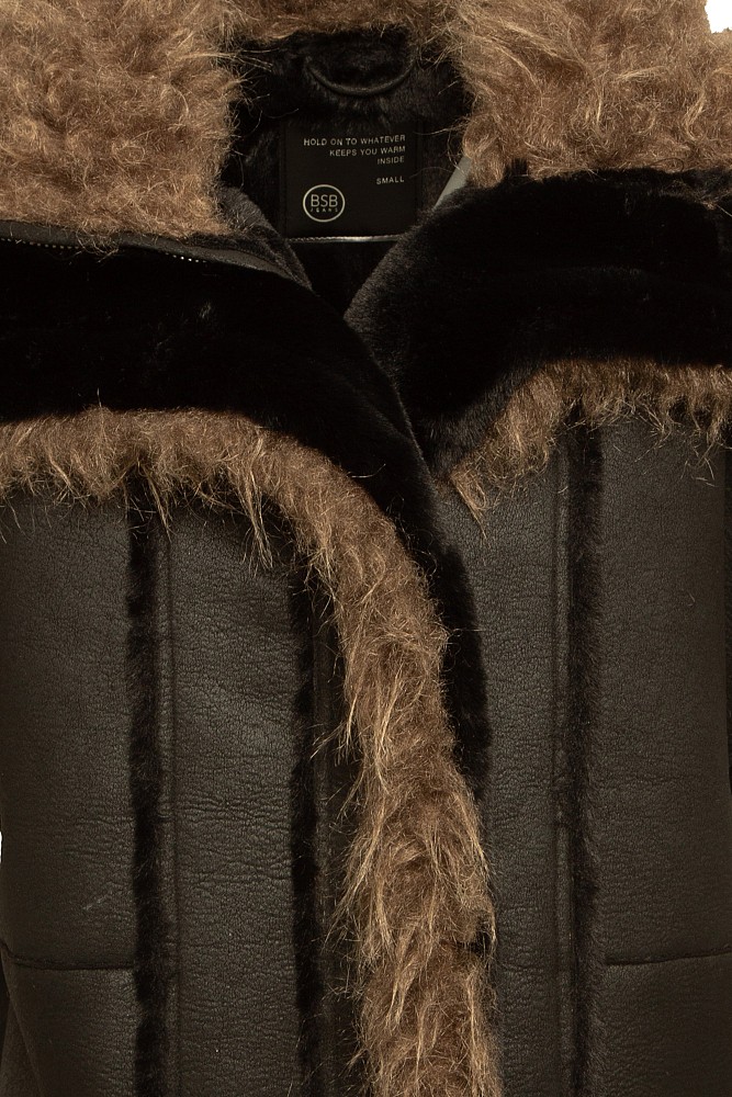 Leather look vest with fur