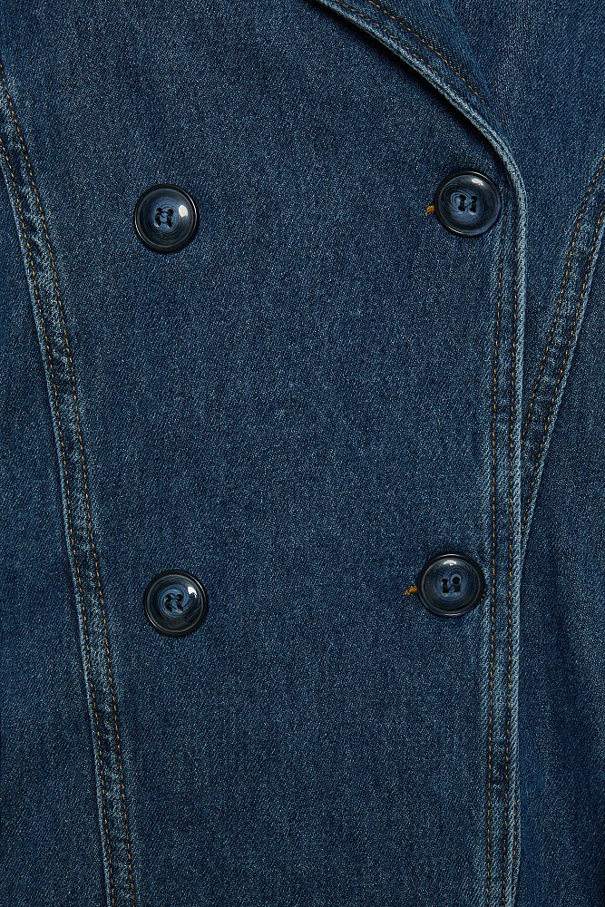 Denim short line trench coat