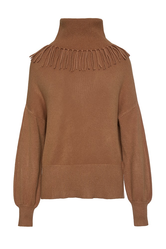Turtleneck fringed sweater