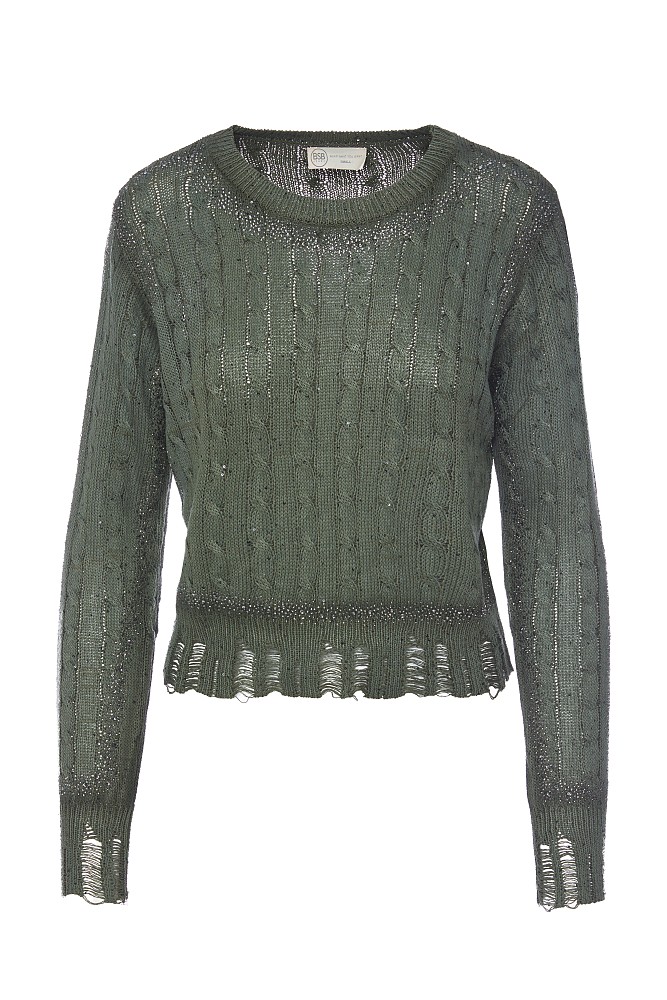Knitted sweater with rhinestones