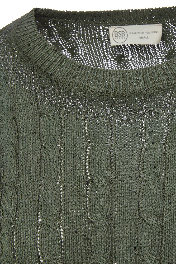 Knitted sweater with rhinestones