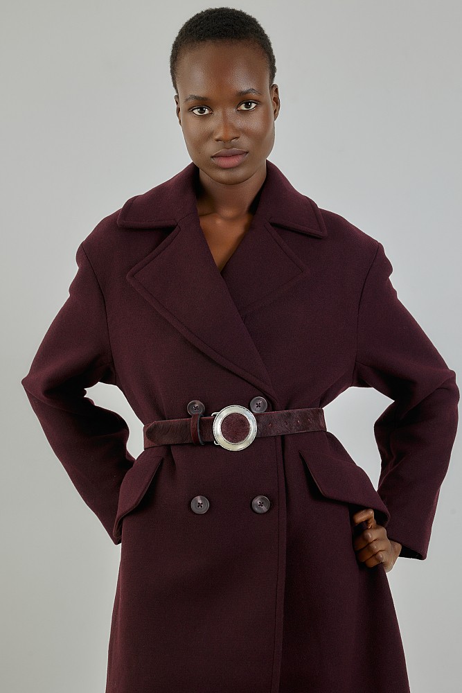 Leather belt with pony skin effect