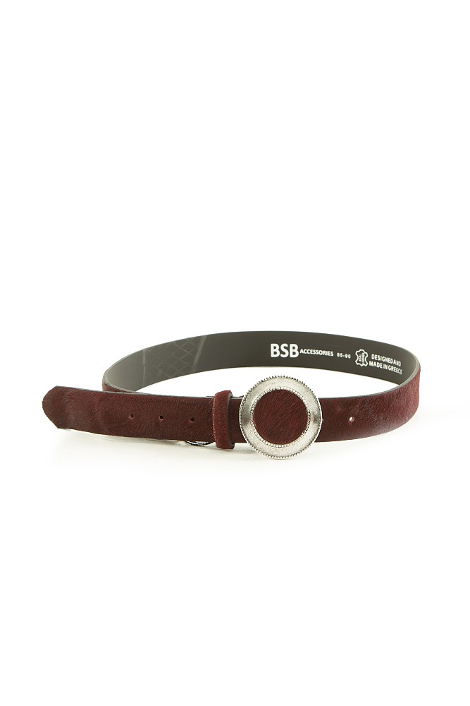 Leather belt with pony skin effect
