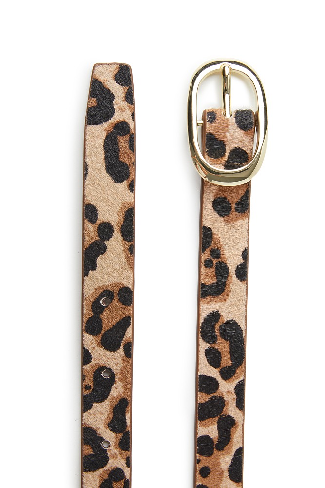 Pony skin belt with leopard print
