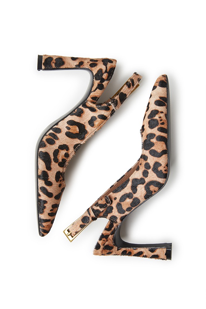 Pony skin slingback pumps