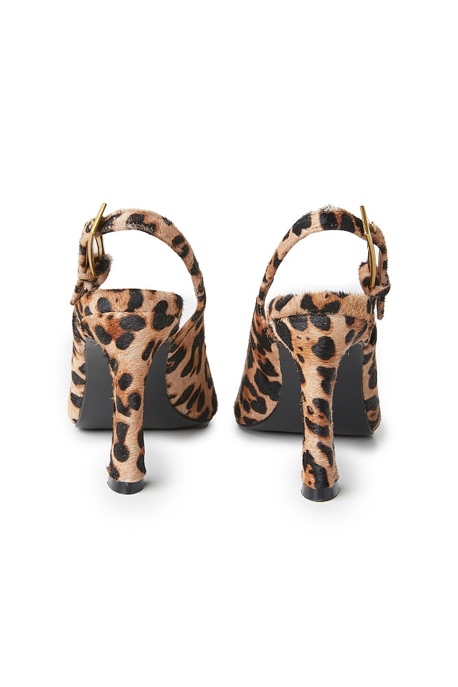 Pony skin slingback pumps
