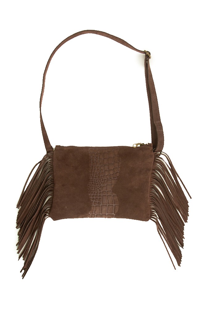 Suede fringed bag