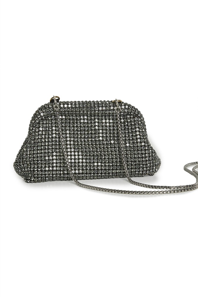 Purse with rhinestones and chain