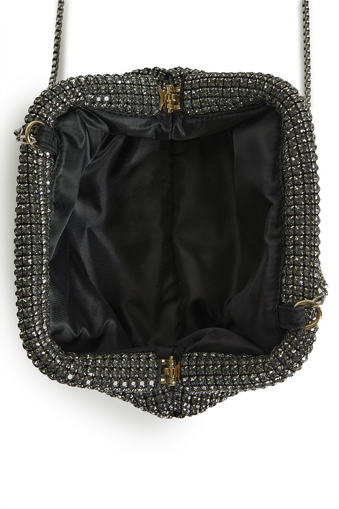 Purse with rhinestones and chain