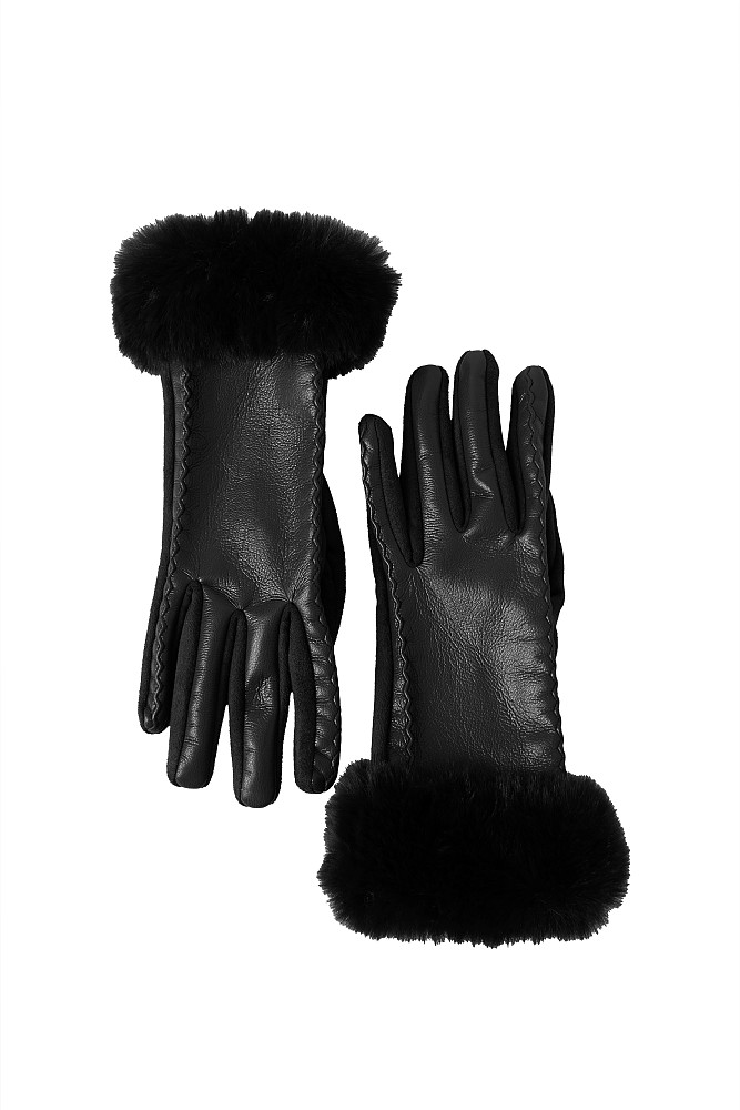 Leather look gloves