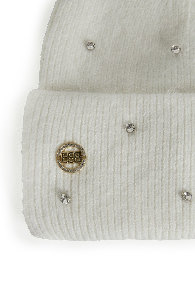 Knitted beanie with rhinestones
