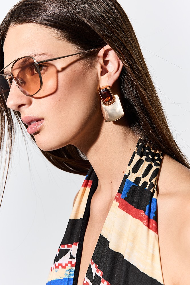 Earrings with shiny stone