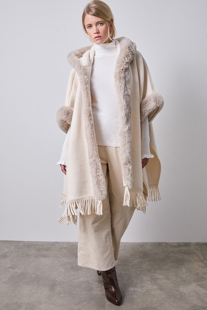 Faux fur cape