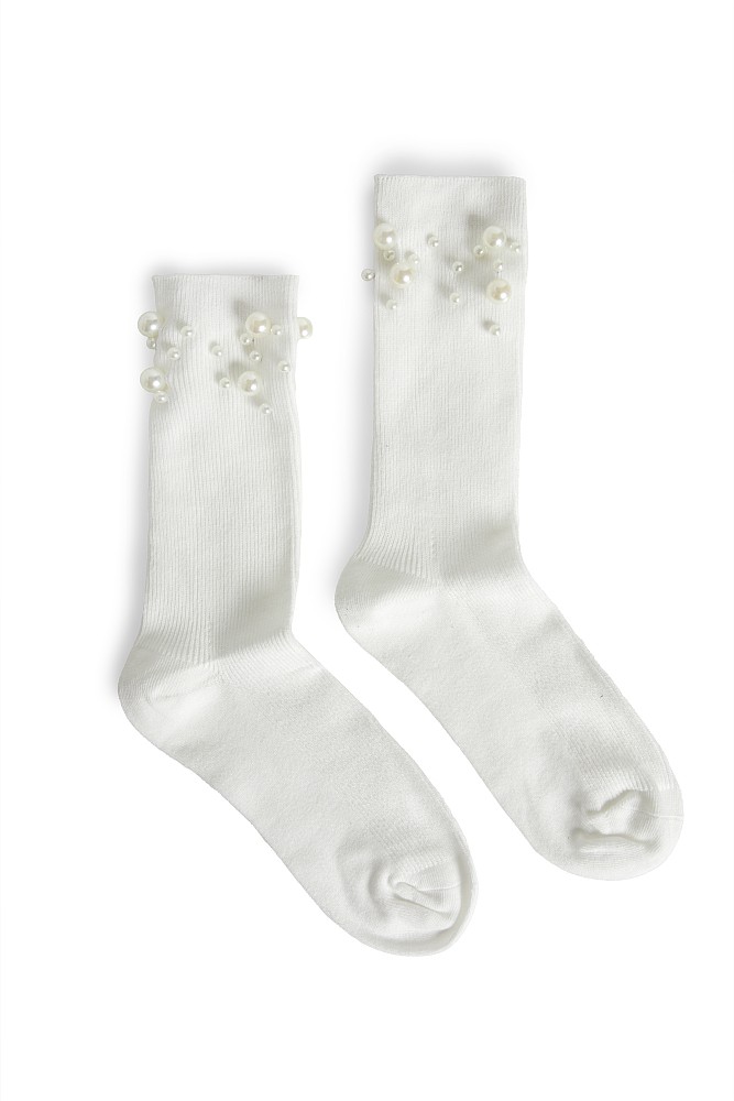 Socks with pearls