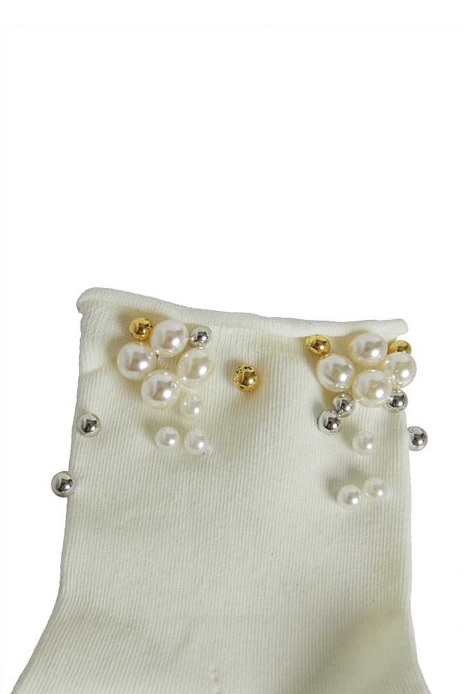 Socks with multicolor pearls