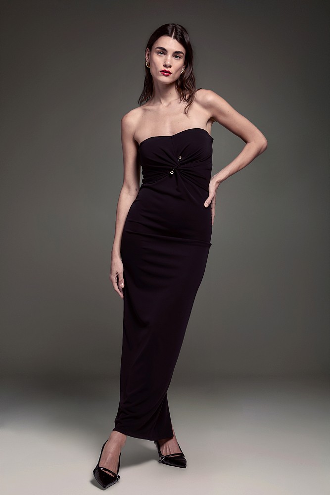 Maxi strapless dress with knot - Gold label